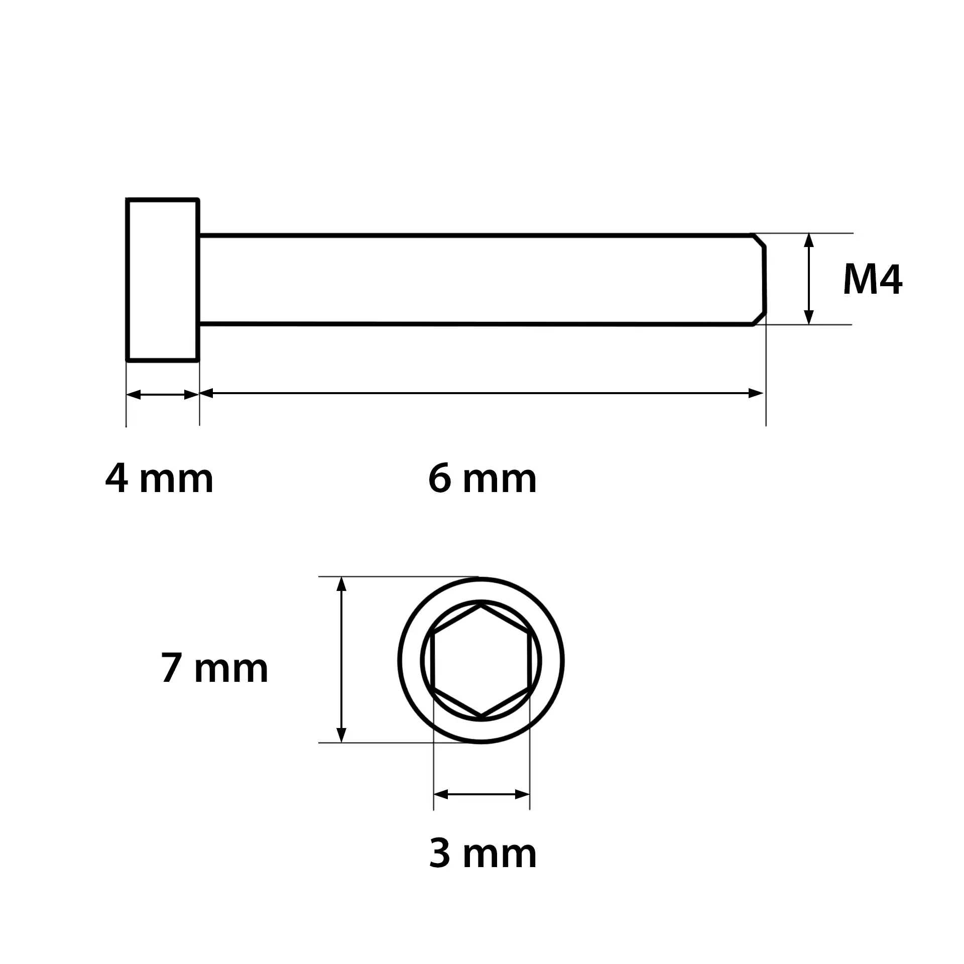 M4 x 6 | DIN 912 / ISO 4762 | Zylinderschraube | M4 | 6 | Z-000-0134