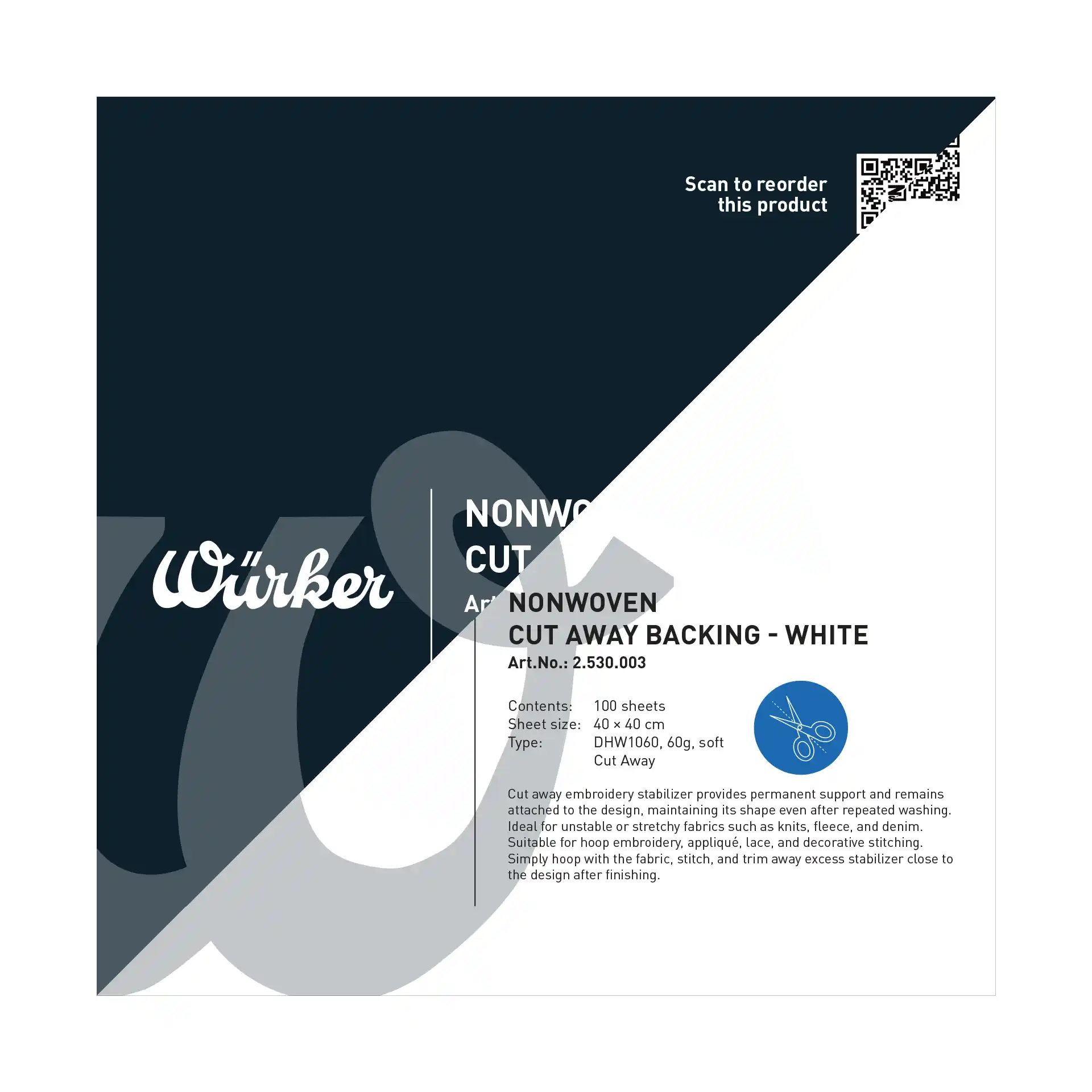 Würker Schneidvlies S/W - Zuschnitt (60 g/m² - 100% Polypropylen)