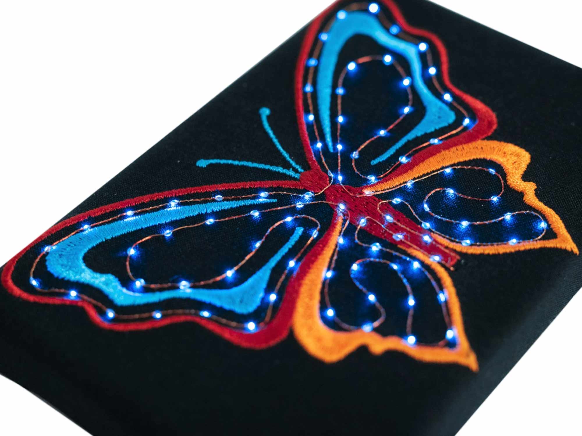 Image of Embroidered butterfly with LED wire - luminous