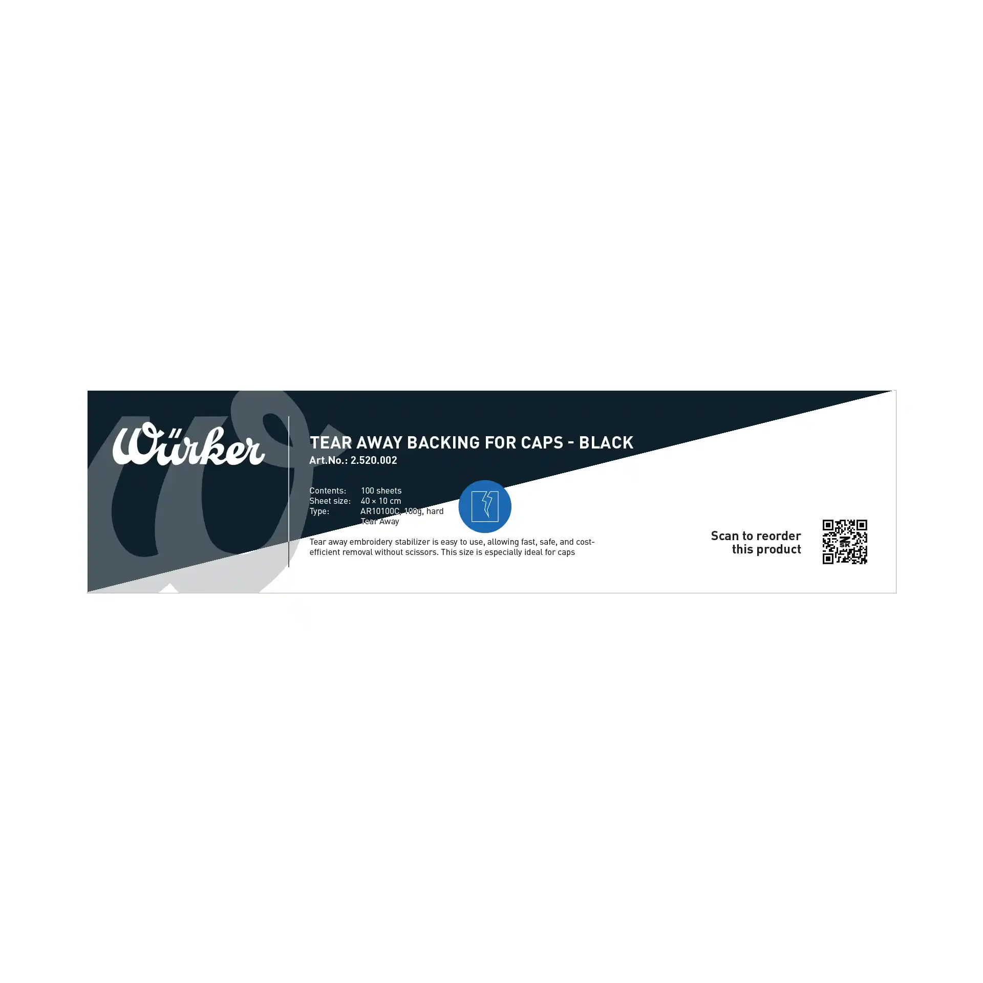 Würker Kappenvlies Hard S/W - Zuschnitt (100 g/m² - 100% Polyester)