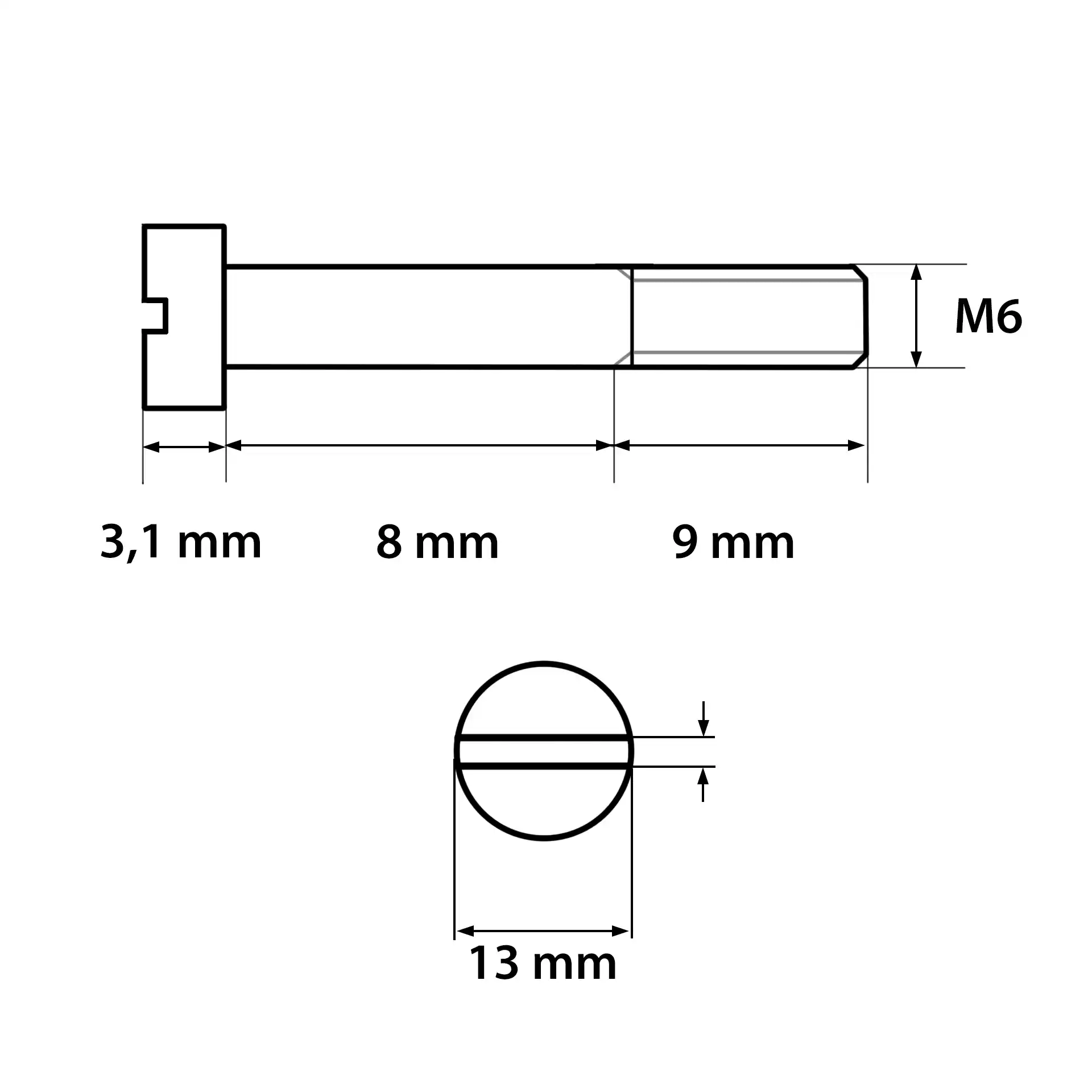 M6 x 8 DIN 923 | Slotted low head screw