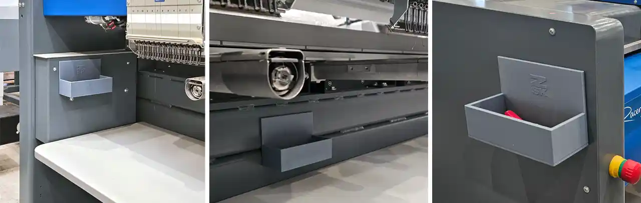 Die magnetische Werkzeugablage an verschiedenen Positionen.